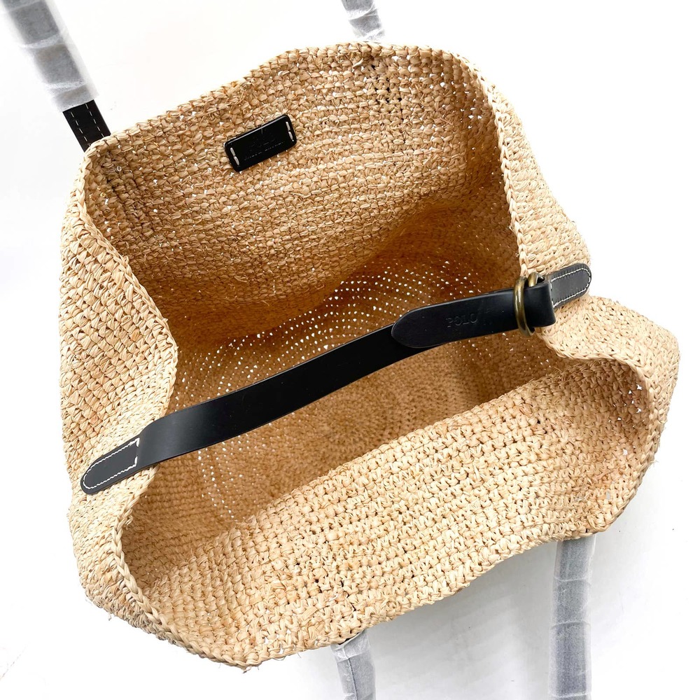 SOLD-POLO Ralph Lauren Raffia Tote Bag - Picture 7 of 11